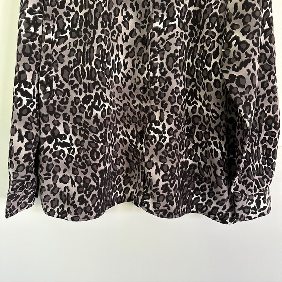 Susan Graver Animal Print Peachskin Big Shirt, Size L - Picture 6 of 10